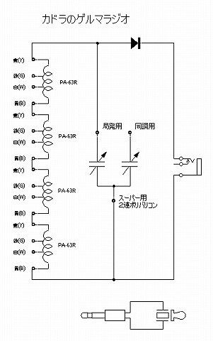 カドラのゲルマラジオの回路図